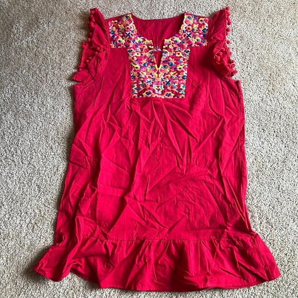 Other - Red Pom Pom Cover up dress size XL